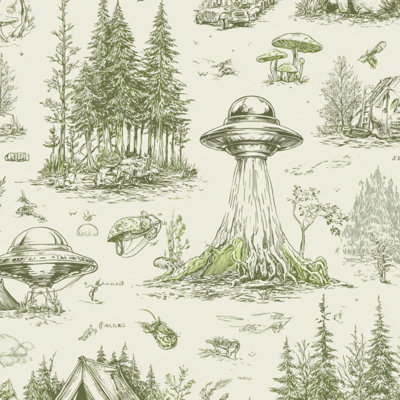 Papier autocollant à peler et coller, vert forêt, enlèvement, crème, drôle, nouveauté, ovni personnalisé, auto-adhésif et amovible 24 po x 118 po (60 x 300 cm)