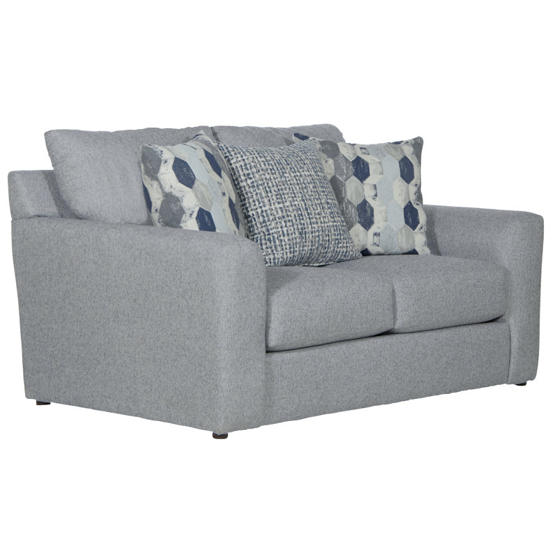 Brytanni 67'' Upholstered Loveseat with Comfort Coil Seating and 3 Included Accent Pillows, Blue 100% Polyester
