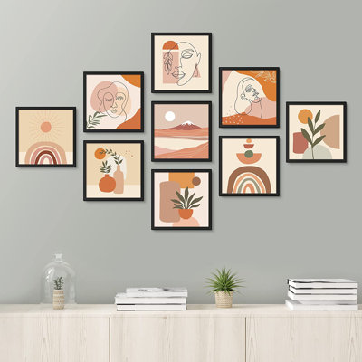" Picasso Plant Landscape Variety Abstract Shapes Illustrations Modern Art Minimal Bohemian Ultra " 9 - Pieces