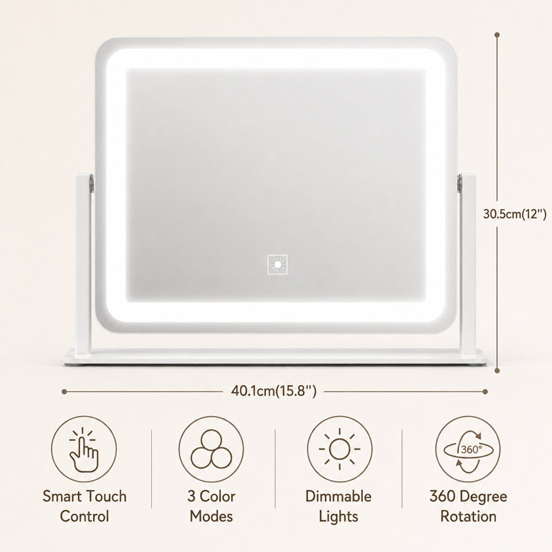 Rectangle LED Mirror, Touch Control, 3 Color Modes