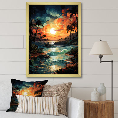 Coucher de soleil coloré sur un palmier orange coloré II