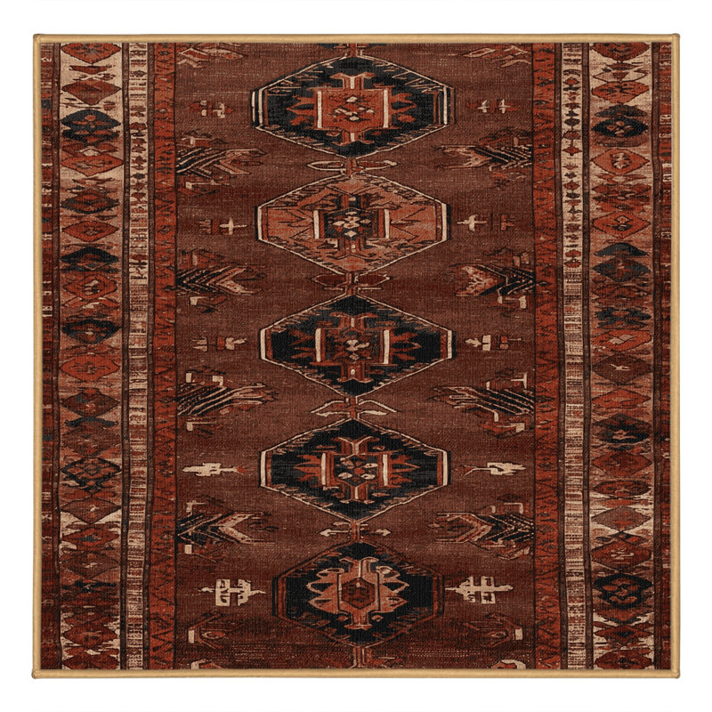 Machine Washable Turkish Brown Area Rug, Square 3'