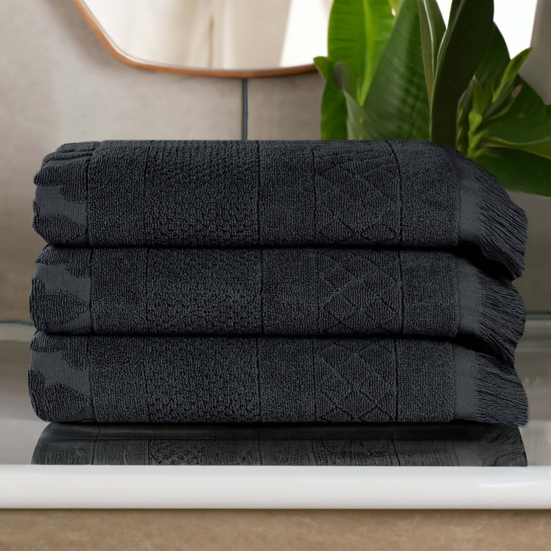 Serviette de bain Rolla, Noir, noir, noir, noir, Ensemble de 3 serviettes de bain