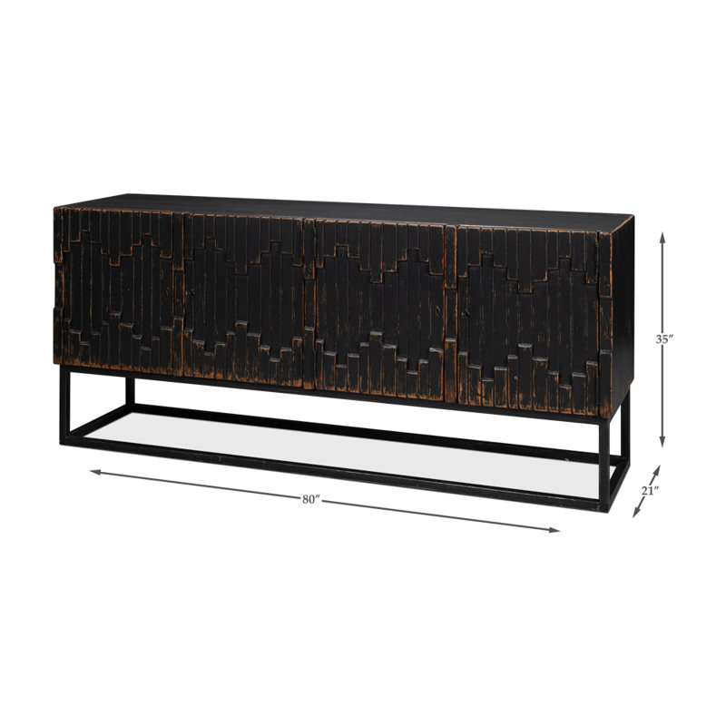 Aztec 80'' W Solid Wood Sideboard, Black