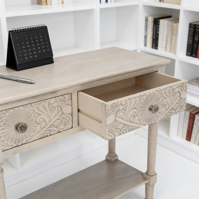Table console à 2 tiroirs - Canapé d'entrée, de salon ou de couloir moderne avec tiroirs de rangement, assemblage facile