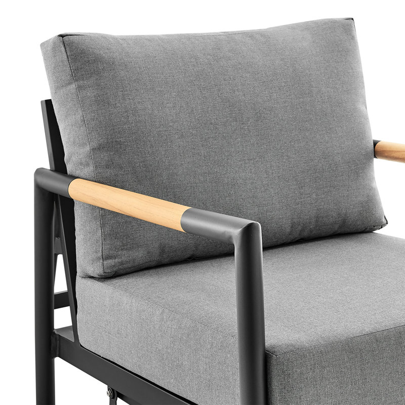 Fauteuil oscillant d'extérieur noir en aluminium et en bois noir avec coussins gris, pivotant à 360 degrés, glissant pour un confort optimal, résistant aux intempéries, à la rouille, sans assemblage, cadre facile à nettoyer entièrement assemblé,