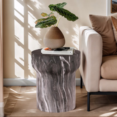 Tables de bout d'extérieur en ciment pour patio, table d'appoint en faux terrazzo Gardenaccent