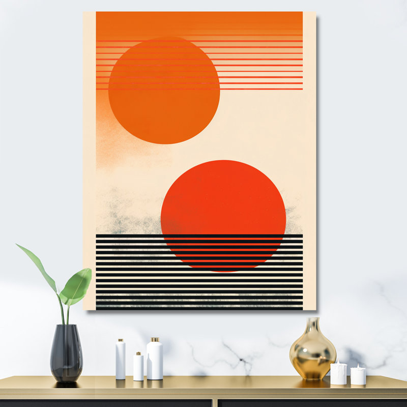 «Minimal Geometric Orange Bold Sunset» sur toile, H 44 po x l 34 po x P 1,5 po, Toile tendue