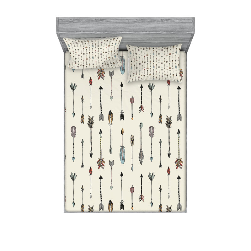 Multicolore drap-housse et coussin décoratif Ambesonne, Ensemble de draps pour lit double + 5 pièces supp