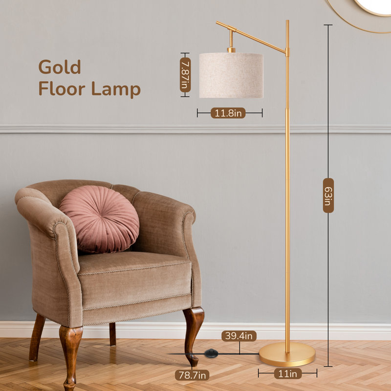 Lampe sur pied arquée 63,8 po Banty, Doré