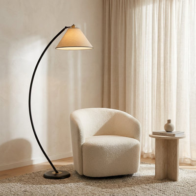 Lampadaire intégré Solana noir à hauteur réglable