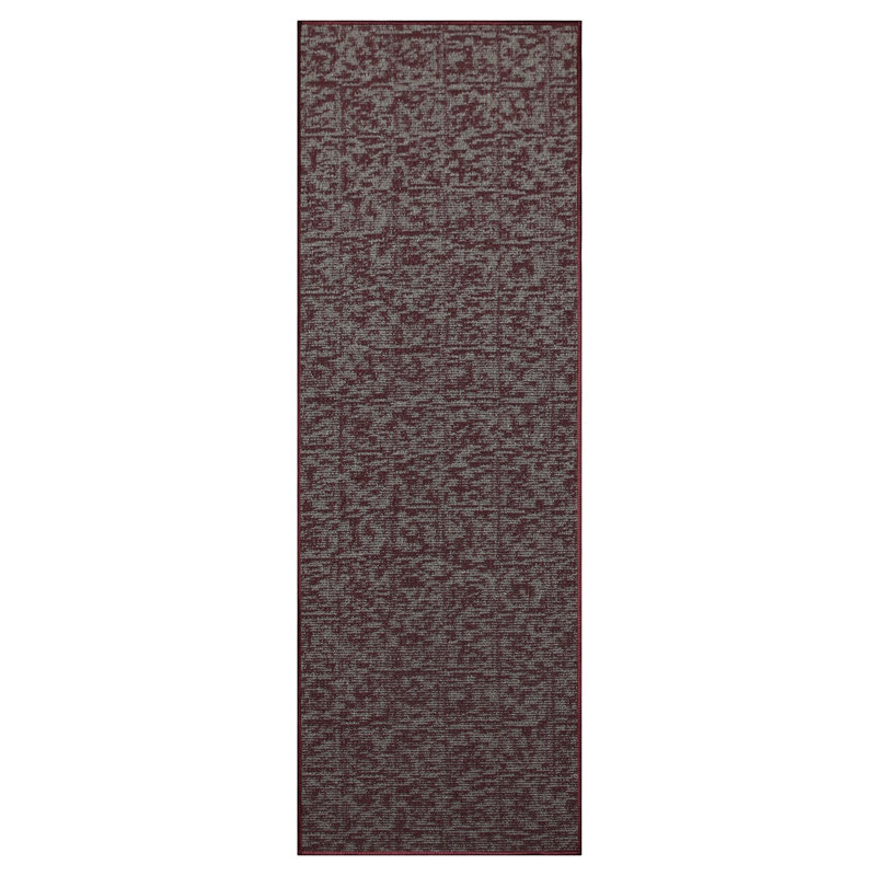 Elemental Accent Rug - Burgundy Distressed Geometrical Print, Runner 4' x 10'