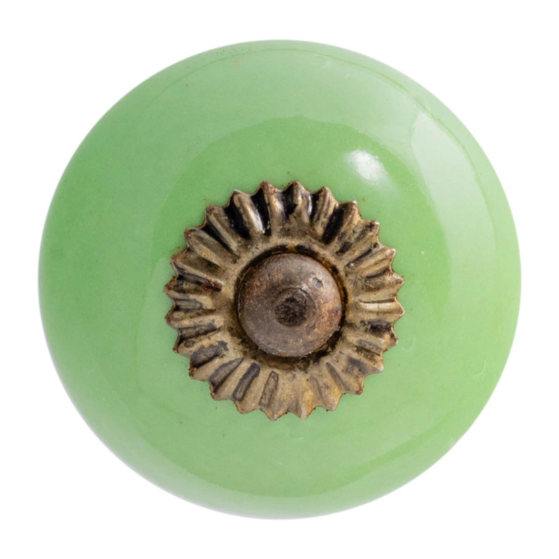 Nicola Spring - Round Ceramic Cabinet Knob, Green