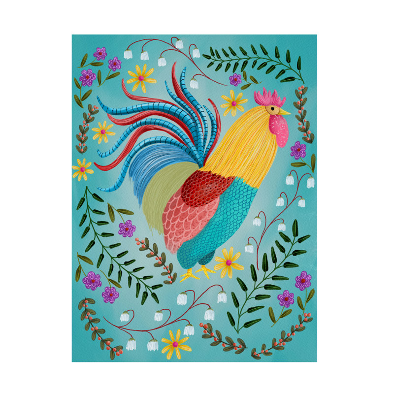 Art mural sur toile Rosalind Wheeler Regina Moore Vivid Rooster II, H 19 po x l 14 po