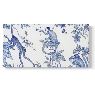 «Blue Monkey Land Toile I», toile tendue avec châssis tendue, prête à être accrochée