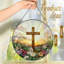 Vitrail suspendu en forme de croix de 8 pouces et fleurs sauvages Suncatcher Christian