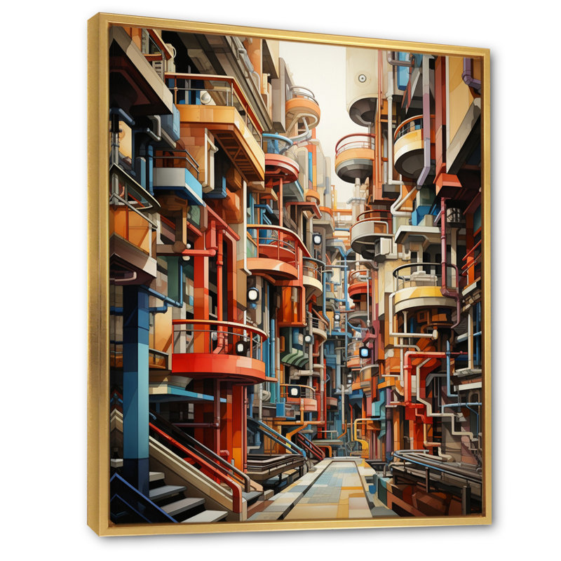 Constructivism Industrial Utopia Imaginaire, reproduction d'art sur toile, Encadrement doré, H 32 po x l 24 po x P 1 po