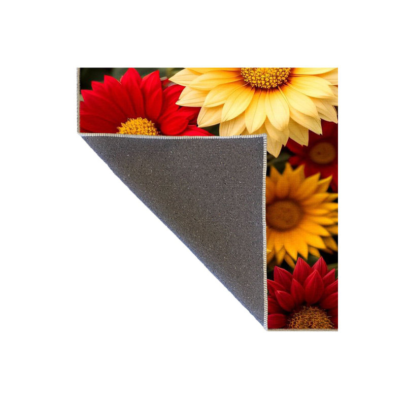 Tapis tissé à motif floral lavable, Sous-tapis rectangulaire 4 pi 7 po x 6 pi 7 po inc