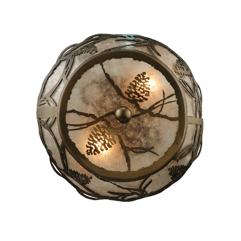 Antique Copper Pine Whisper 2-Light Indoor/Outdoor Bowl Flush Mount