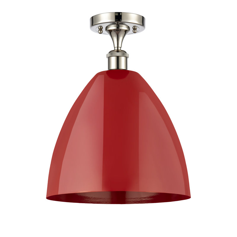 Semi Flush Mount, Red, Polished Nickel