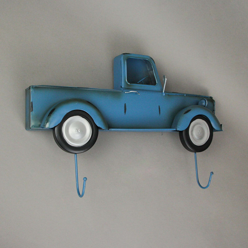 Porte-manteau mural en métal bleu, Bleu