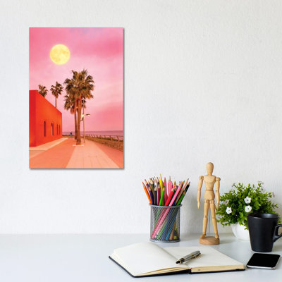 Super Moon At Sunset by Beli - Wrapped Canvas Print