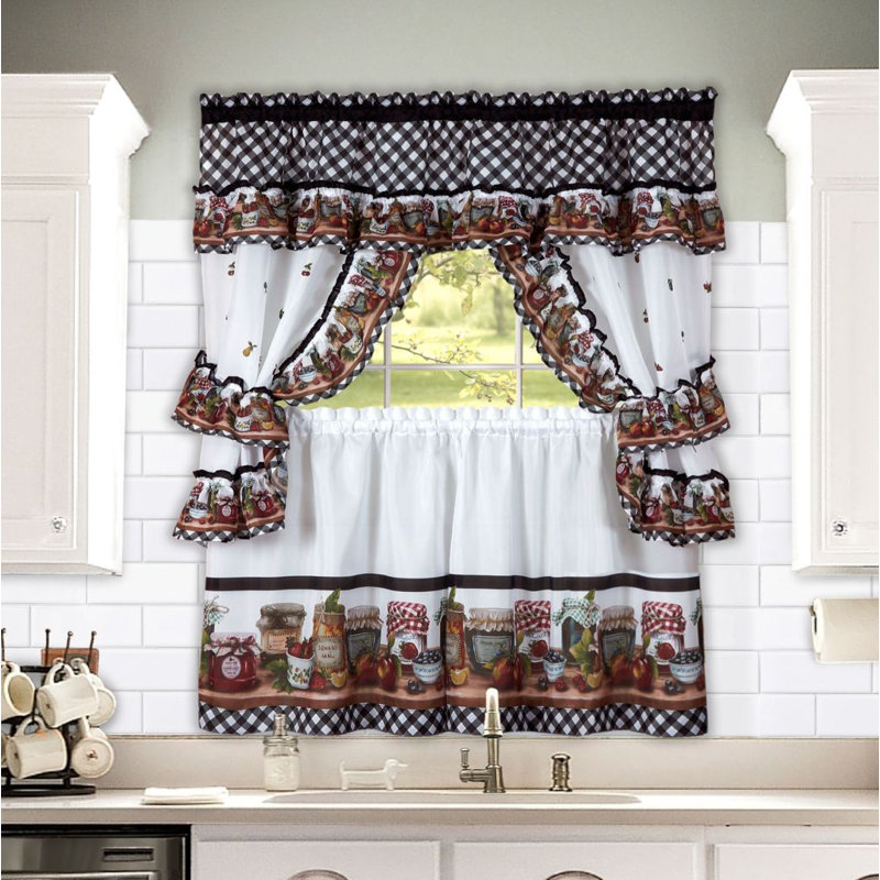 Tejeda Ruffled Kitchen Curtain, 57" W x 24" L