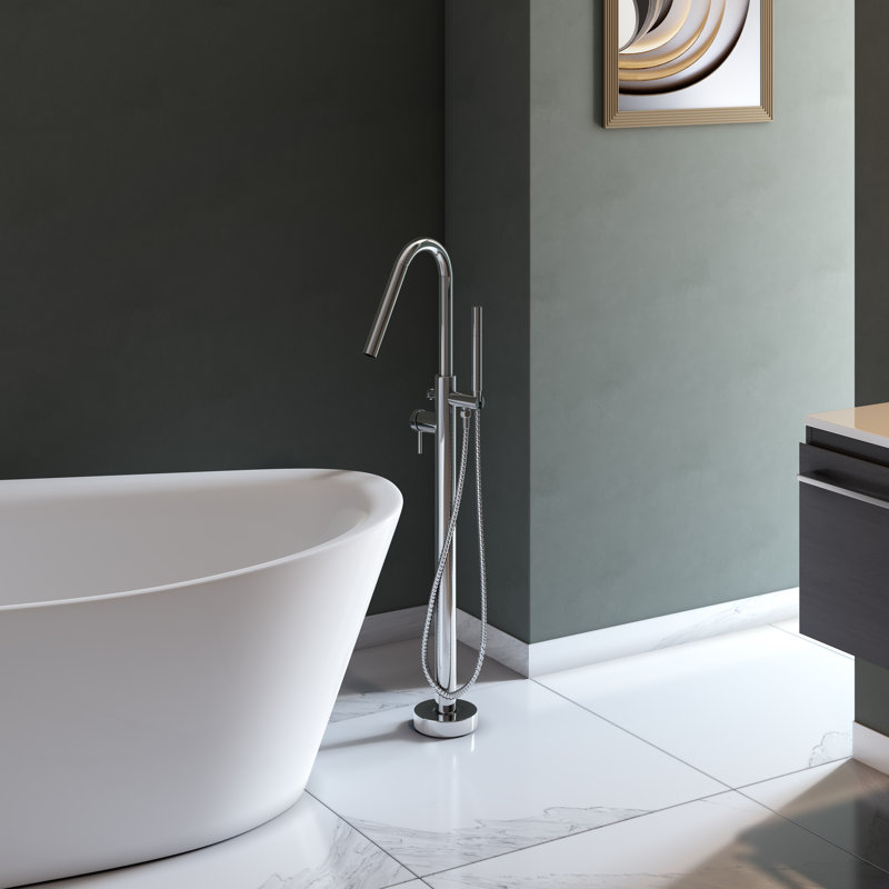 Robinet de baignoire sur pied à poignée simple Wanora, Chrome poli
