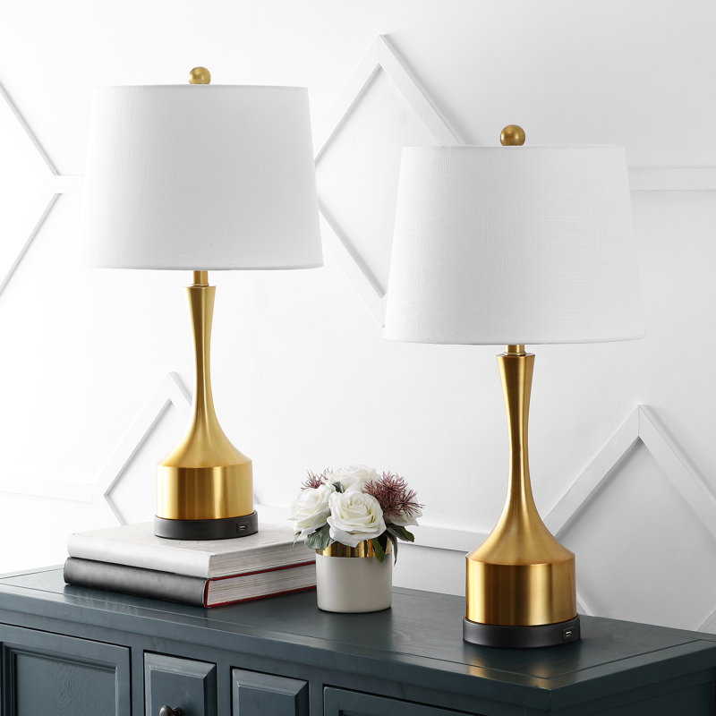 Lampe de table USB Cooper, Laiton doré