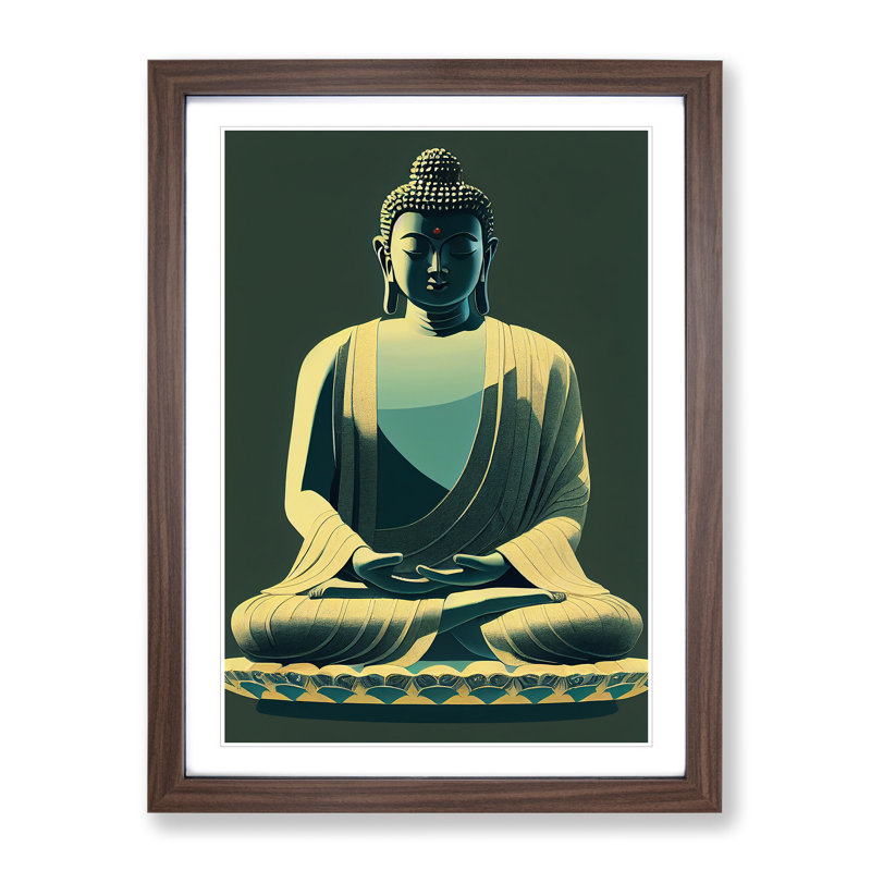 Paradise with Buddha - Framed Print, 64cm H x 46cm W x 2cm D, Walnut Framed