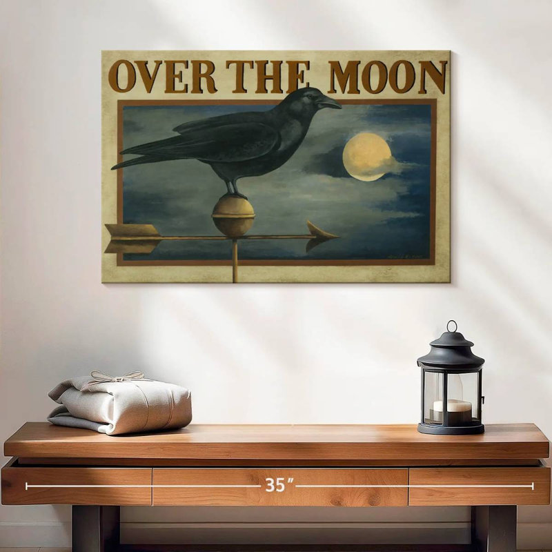 Over The Moon Crow Weathervane, 16" H x 24" W