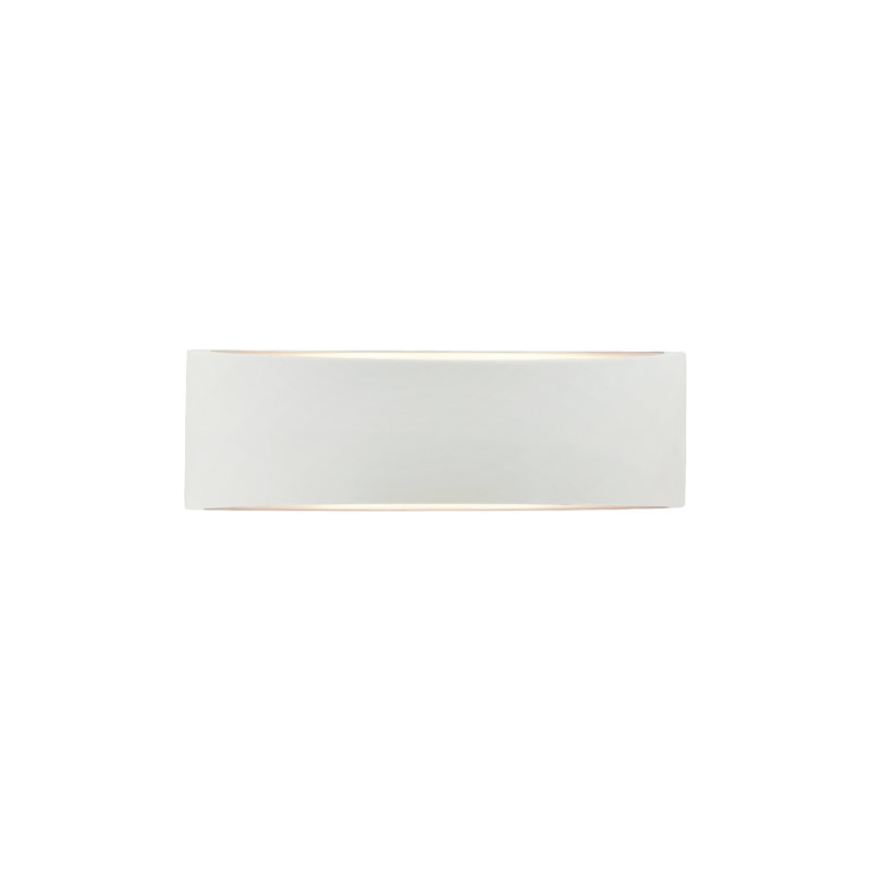 Applique murale en céramique Beda, Incandescent, H 5 po x l 16 po x P 4 po, Blanc lustré