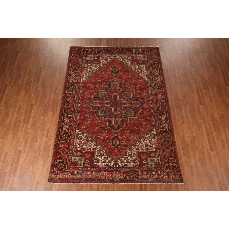 Tapis géométrique rouge 7 x 11
