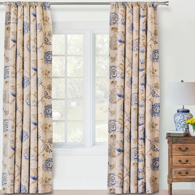 Emory Cotton Blend Room Darkening Curtain Single Panel, 48"W x 108"L