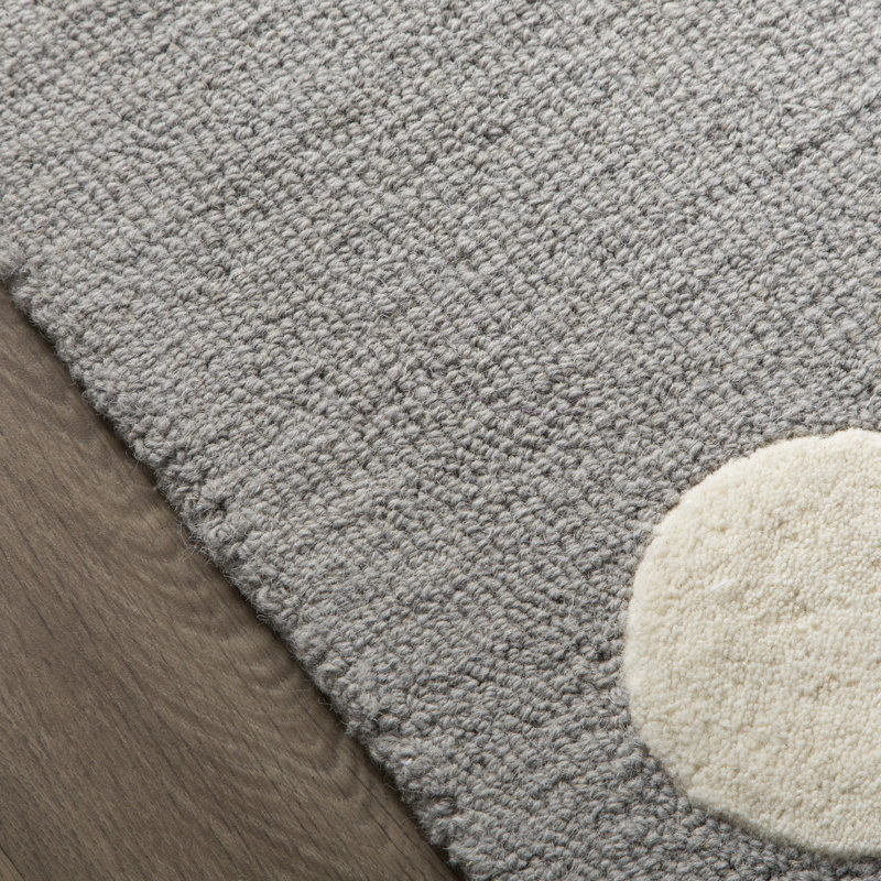 Tapis en laine touffeté à la main Krystyna, Rectangle 6 pi x 9 pi, Gris / ivoire