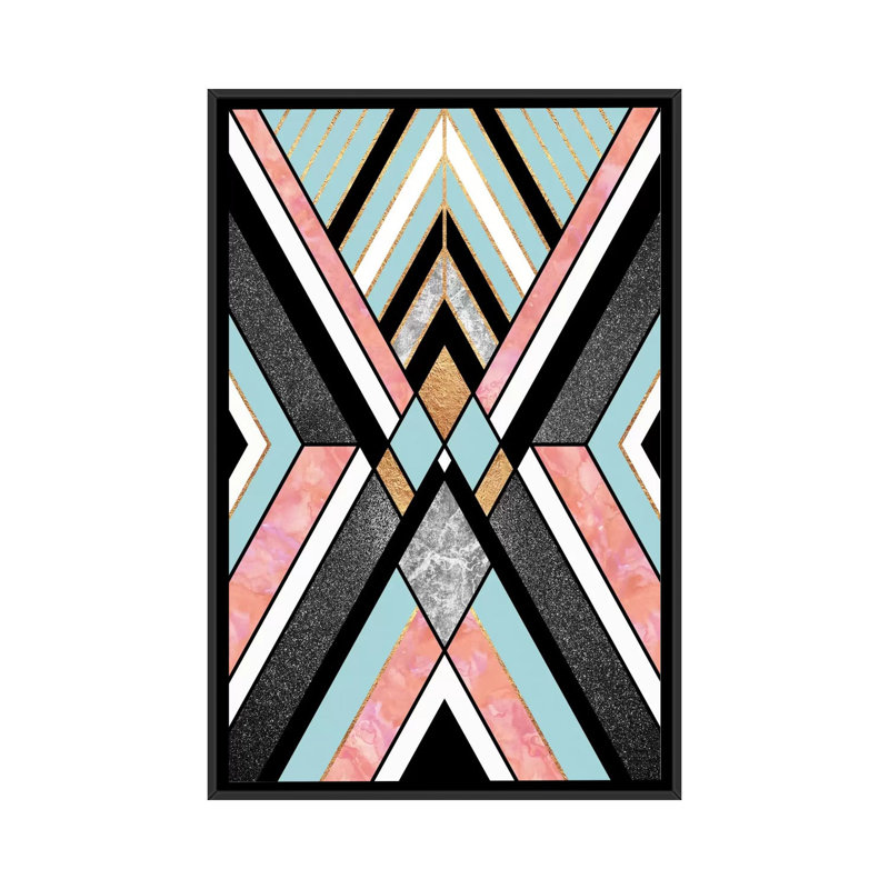 Geo i, impression sur toile tendue, H 26 po x l 18 po x P 1,5 po, Toile avec cadre noir, Pas de tapis