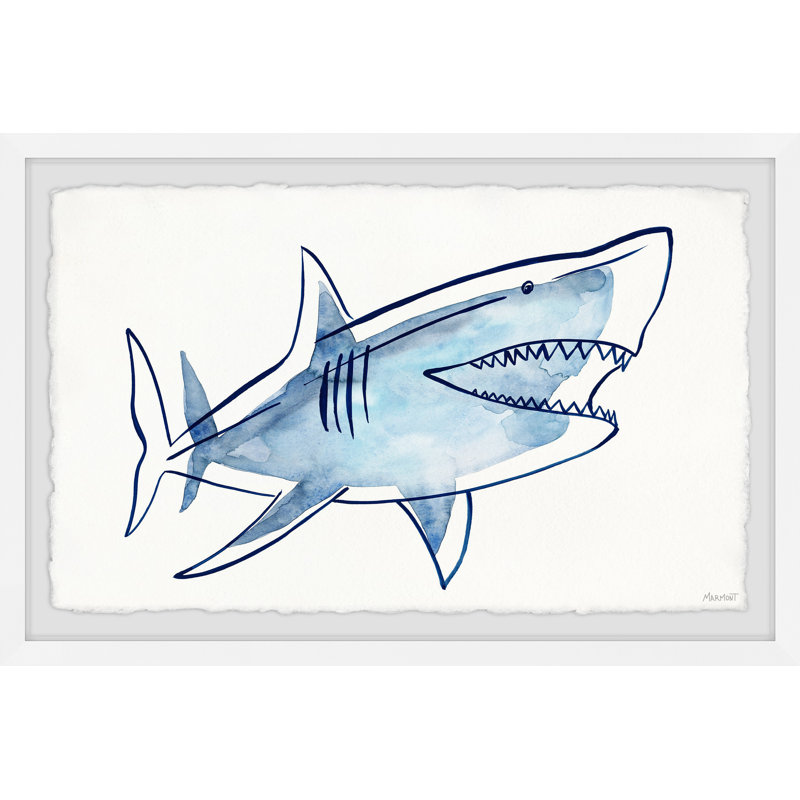Shark Outline - Single Picture Frame Painting, 61 cm H x 91 cm W