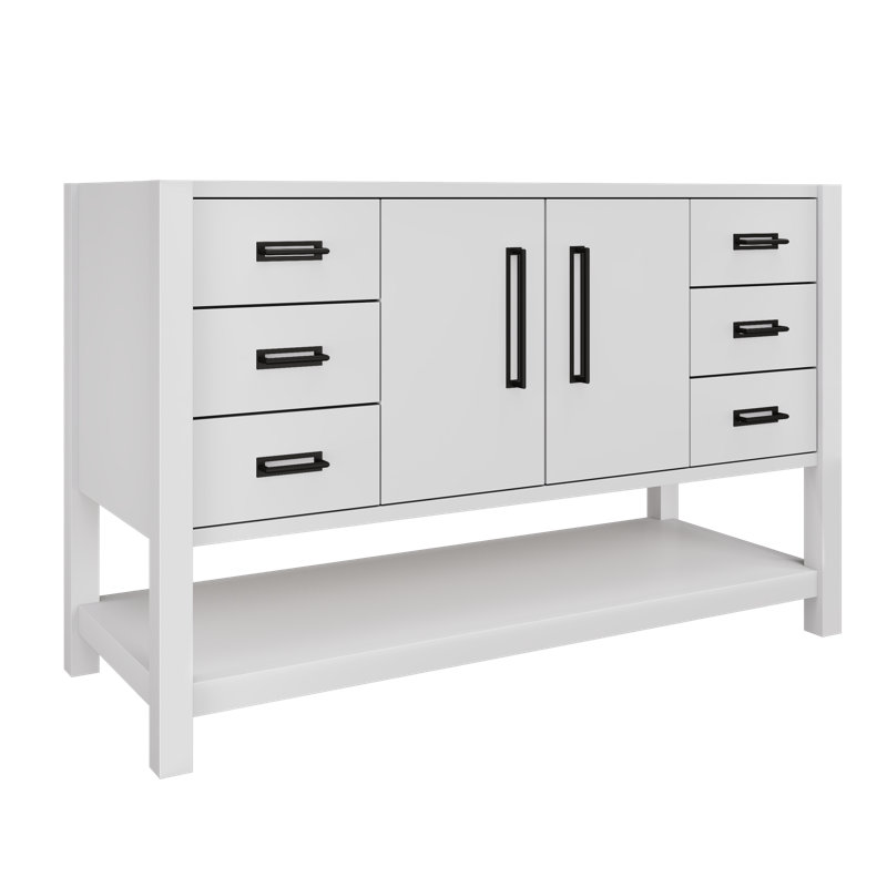 Kiawah Single Extra Wide Bath Vanity, Strong White, Matte Black, 54"
