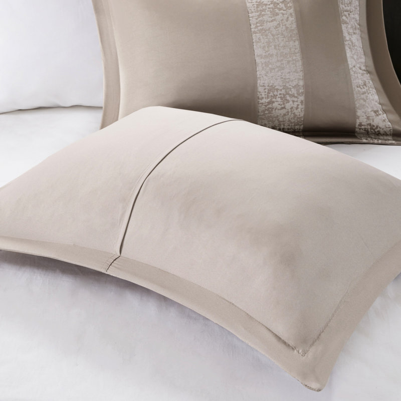 King Taupe Bedding Chenille - 7 Piece With Machine Washable And Elegant Design Comforter For Size Fillings, Gray