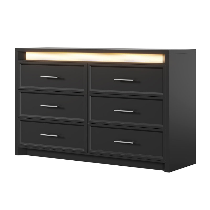 Commode 6 tiroirs, Noir