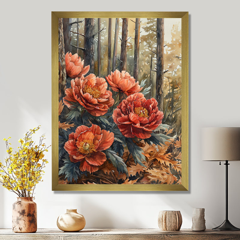 Bracher - Art mural floral, Reproduction encadrée d'une seule photo, H 20 po x l 12 po, Doré