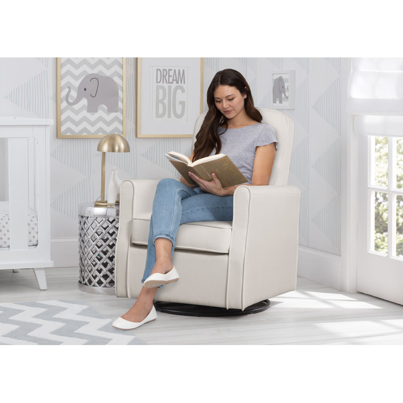 Delta Children Blair Slim Nursery Glider Swivel Rocker Chair, Cream