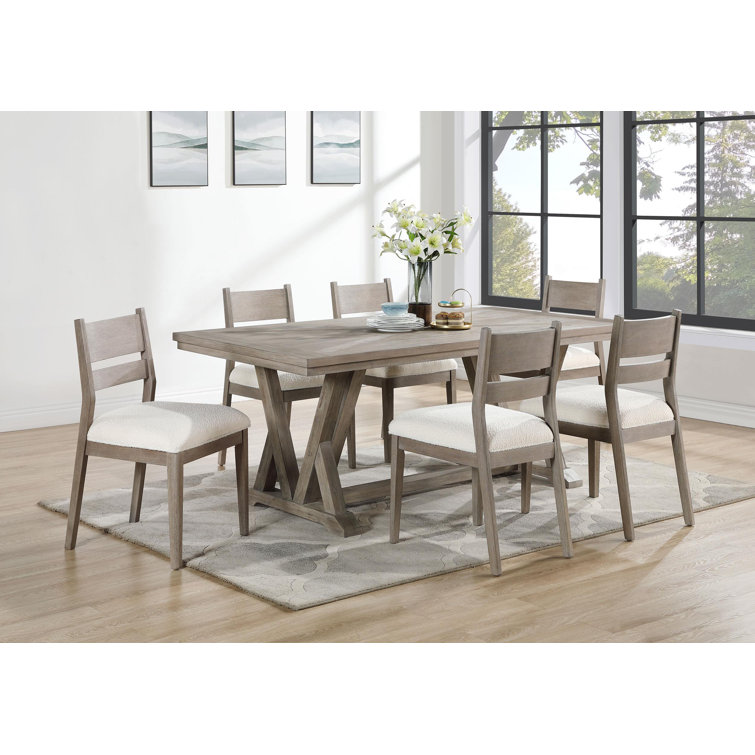 Hutton 7-Piece Rectangular Dining Table Set Coastal Grey