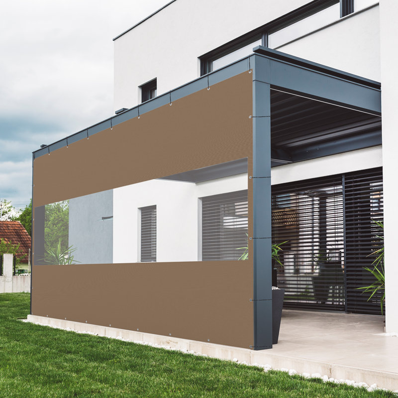 Domi Louvered Polyethylene Plastic Side Wall, Brown, 83" H x 118.9" W x 1" D