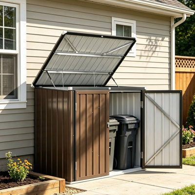 Outdoor Trash Can Storage Shed For 3 Garbage Cans
