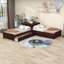 Lit plateforme simple en L avec lit gigogne et deux tiroirs-1041720808