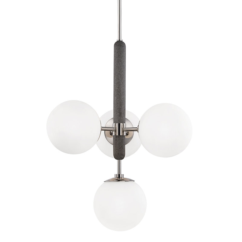 Harley 4-Light Chandelier, Nickel poli