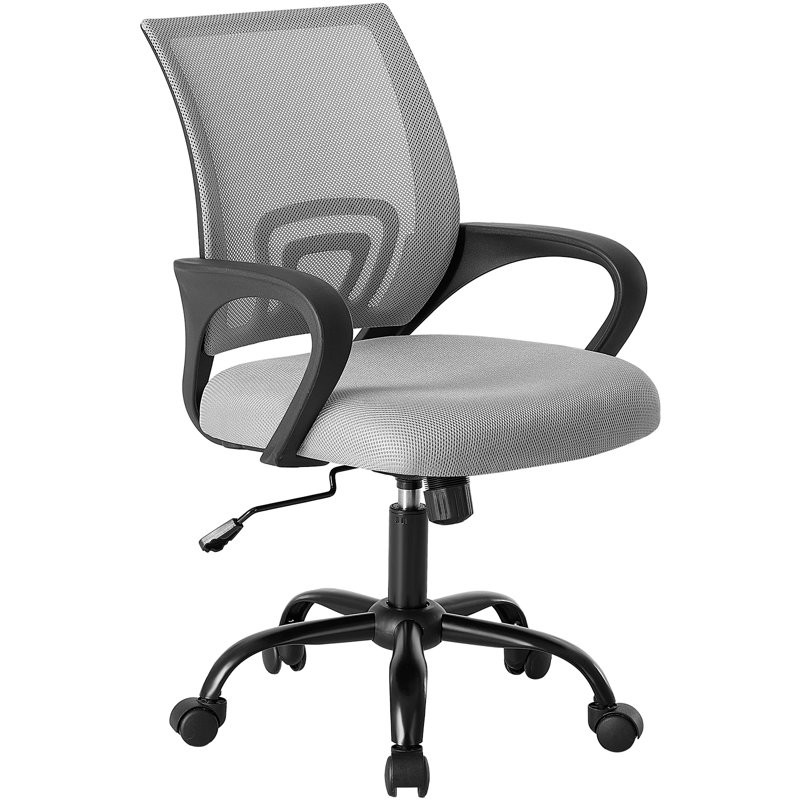 Chaise de bureau réglable avec rotation à 360 °, hauteur et contrôle de l'inclinaison, gris, Gris