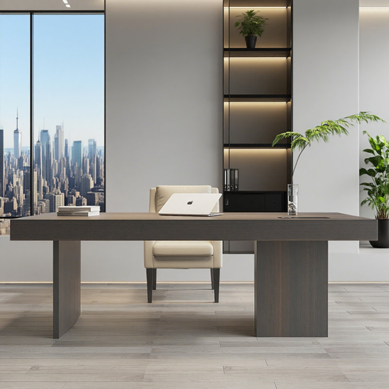 Bureau de direction moderne de style italien en chêne fumé, H 29,53 po x l 94,49 po x P 31,5 po