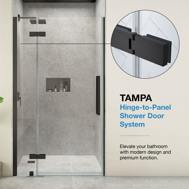 OVE Decors Tampa 45 11/16 To 48 1/16 In. W X 72 In. H Alcove Frameless Pivot Hinge Shower Door , 2025, Satin Nickel